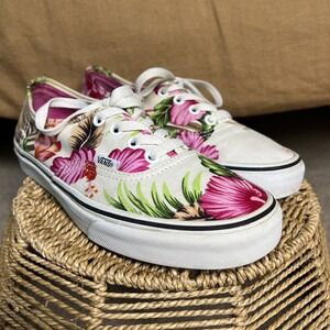 Vans Authentic Womens Size 7.5 Shoes Hawaii Flower Tropical Sneakers